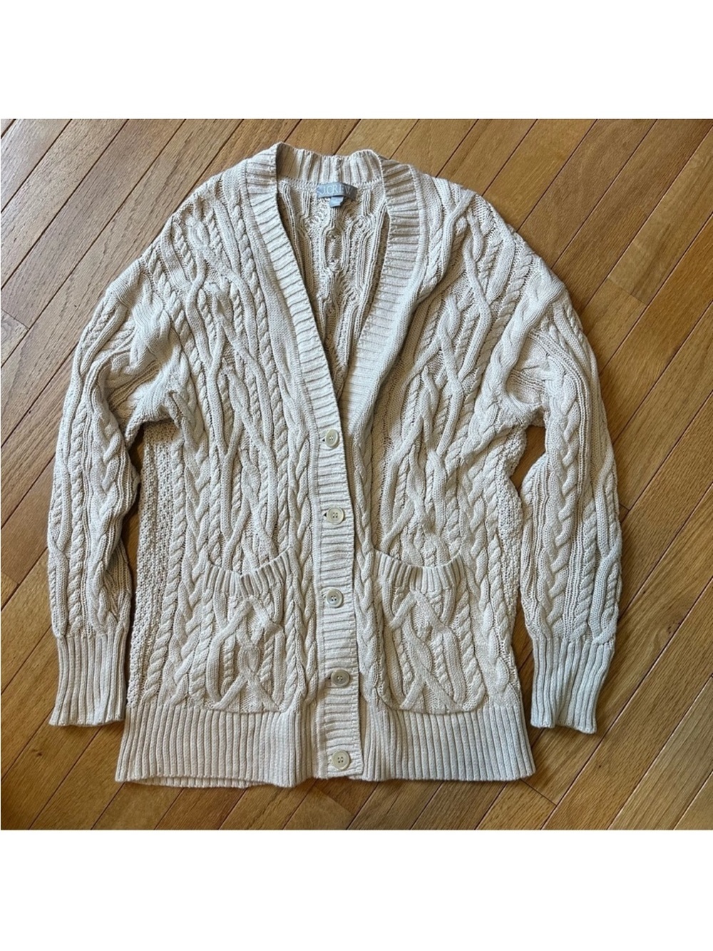 J. Crew Cableknit Chunky Fishermans Button Front Cardigan Sweater Womens Medium